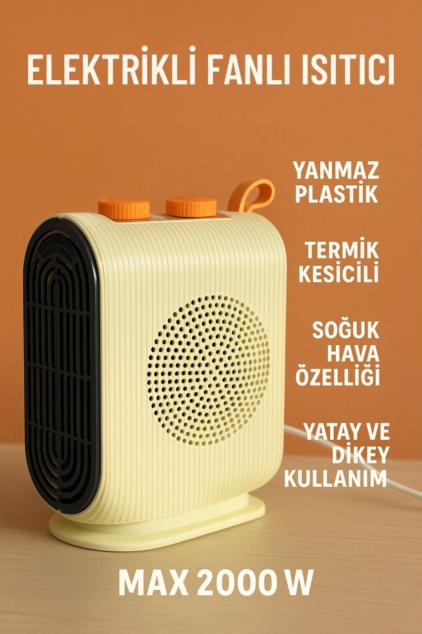 220V-240V Termostatlı Elektrikli Fanlı Isıtıcı Soba Sıcak ve Soğuk Üfleme Taşınabilir Isıtıcı