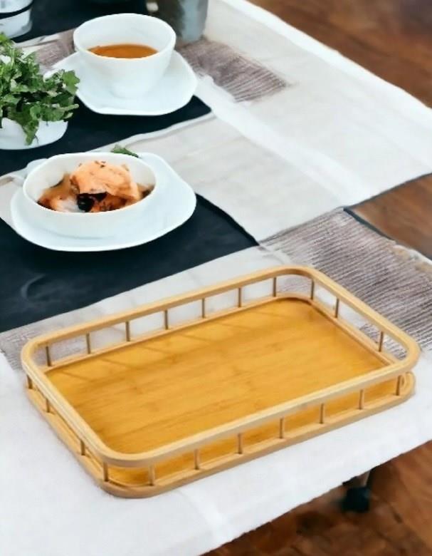 2Li Bambu Tepsi Çay Servis Sunum Tepsisi Tepsi Seti Servis Tepsisi