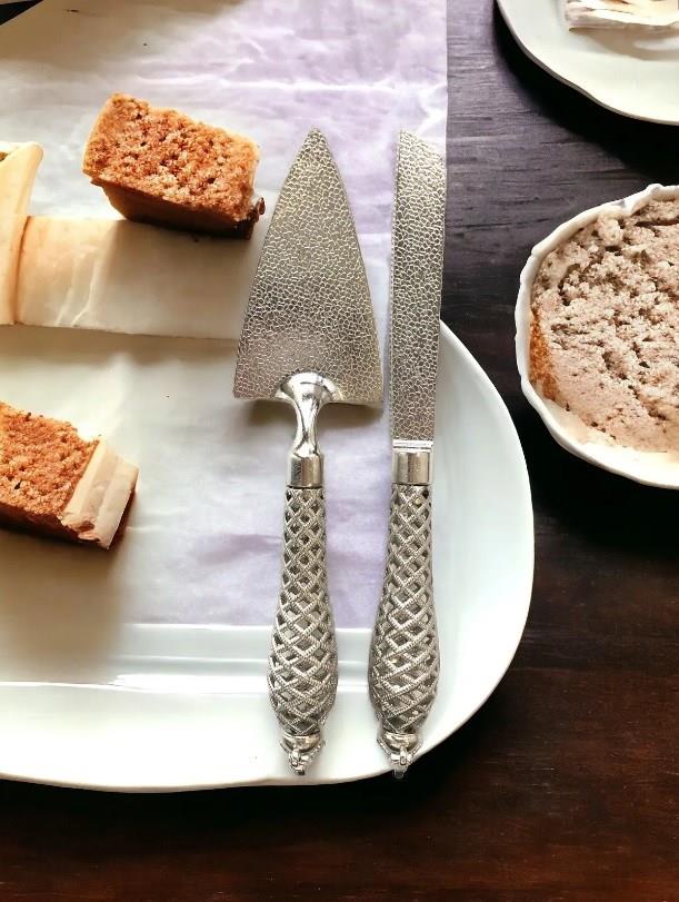 2li Lüks Pasta Bıçak Ve Spatula Seti Özel Günler İçin Pasta Seti Gümüş