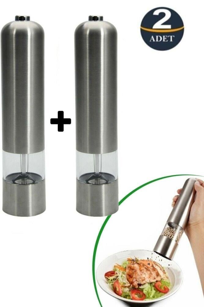 2li Pilli Karabiber Tuzluk Değirmeni Otomatik Baharat Öğütücü