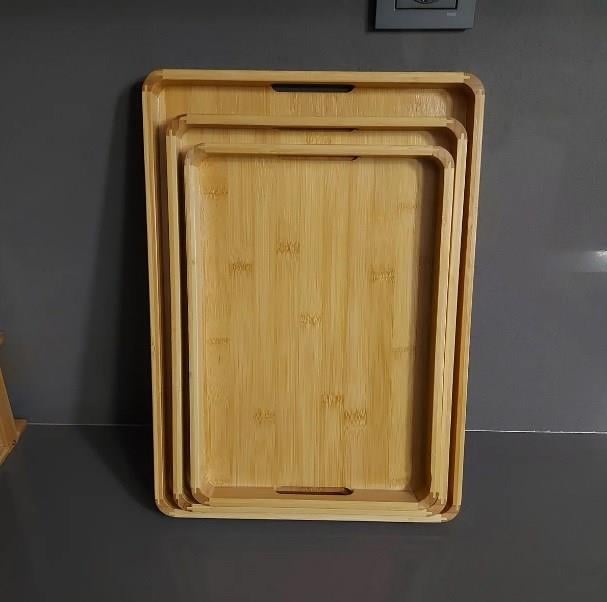 3lü Bambu Lüks Servis Tepsisi 3 Boy Çay- Kahve Sunum Tepsisi