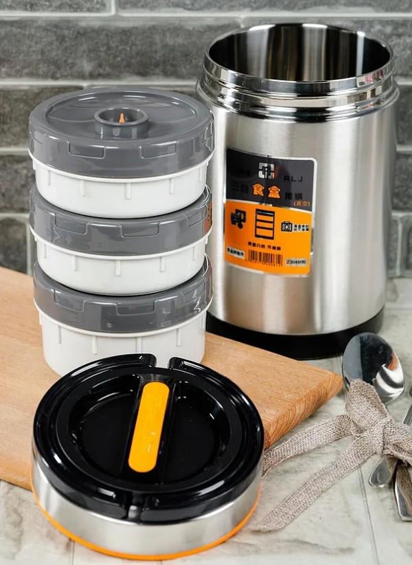 3lü Paslanmaz Çelik Yemek Termosu Sefer Tası 1,8 Litre 3 Katlı Yemek Kabı