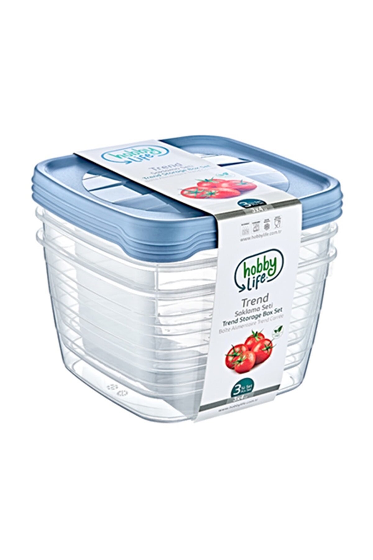 3lü Trend Kare Saklama Kabı Set 3 x 4 Litre