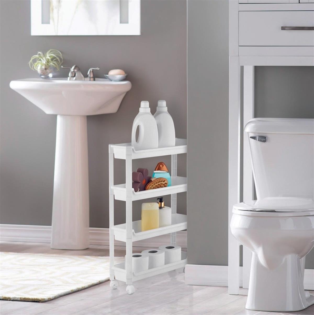 4 Katlı Portatif Mutfak Banyo Düzenleyici Organizer Raf Beyaz