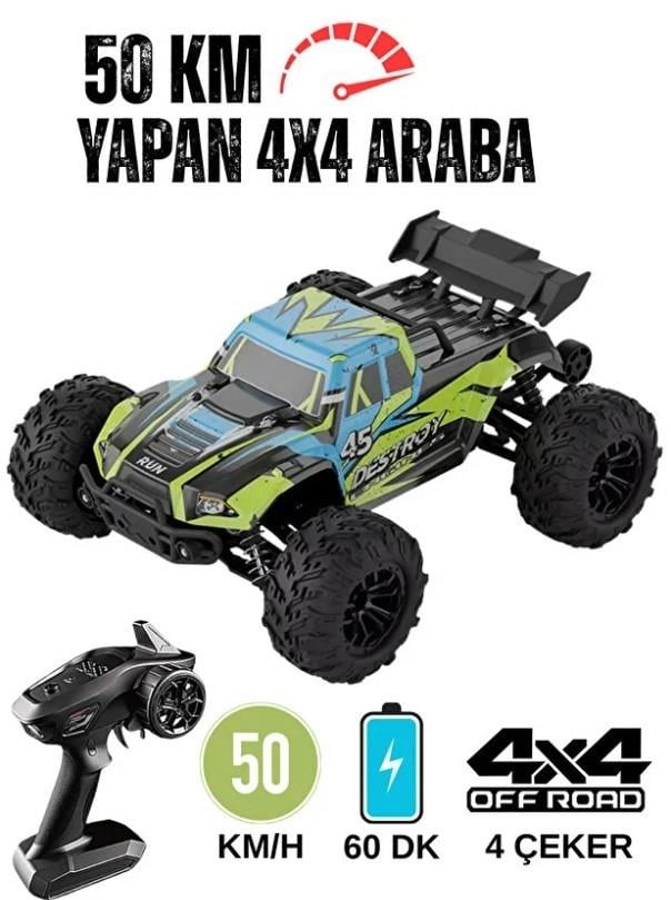 50 Km Hız Yapan Elektrikli Araba Uzaktan Kumandalı 4X4 Arazi Aracı Off-road Araba