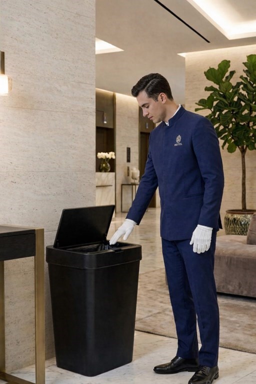 50 Litre Kızıl Ötesi Sensörlü Otomatik Çöp Kovası Ofis Mutfak Banyo Antibakteriyel Çöp Kovası Siyah