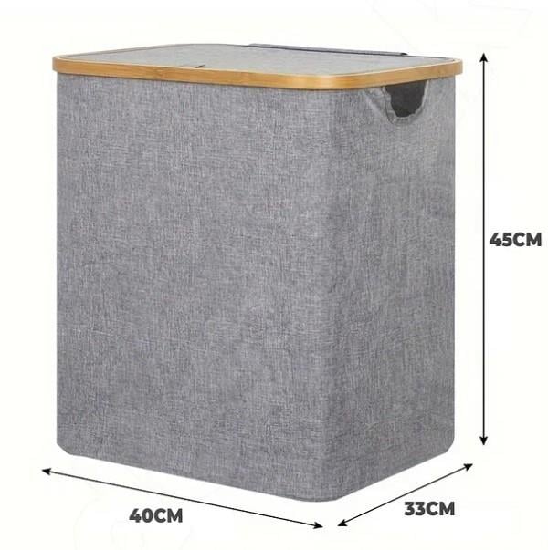 60 Lt Katlanır Kumaş Bambu Çamaşır Sepeti İçi Fileli Kirli Çamaşır Sepeti