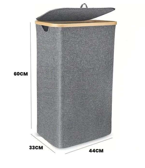 70 Lt Katlanır Kumaş Bambu Çamaşır Sepeti İçi Fileli Kirli Çamaşır Sepeti