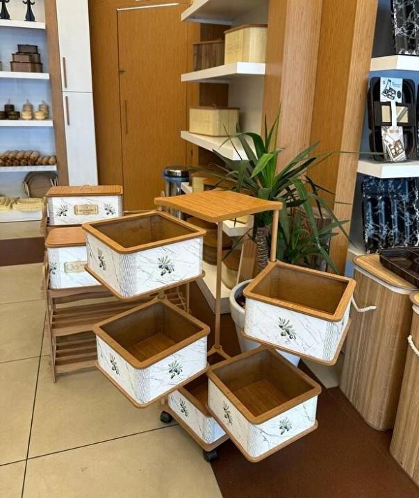 Ahşap Kare Sebzelik 5 Katlı Yana Açılır Patates Soğan Tekerlekli Sebzelik Zeytin