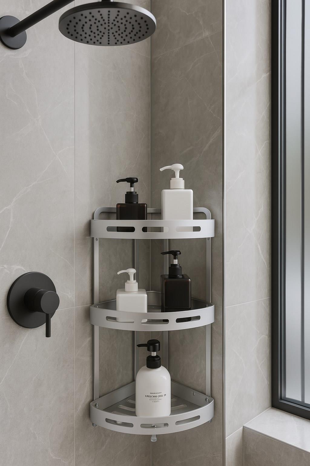 Alüminyum Paslanmaz 3 Katlı Banyo Köşe Rafı Banyo Düzenleyici Organizer