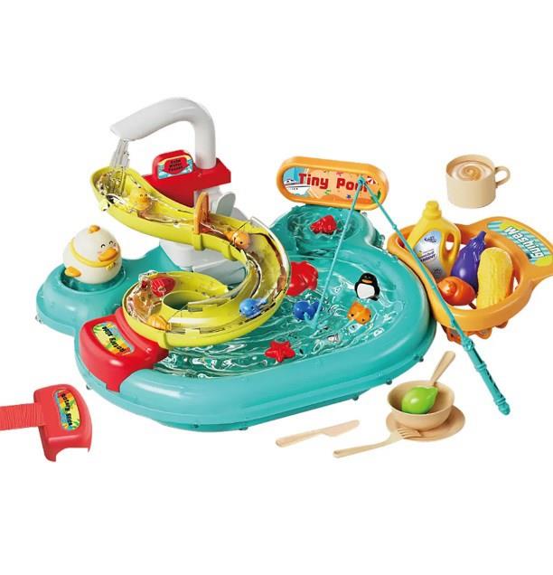 Aqua Park Çeşmeli Lavabo Balık Tutma Oyunu 3 Oyun Bir Arada