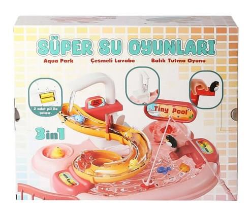 Aqua Park Çeşmeli Lavabo Balık Tutma Oyunu 3 Oyun Bir Arada