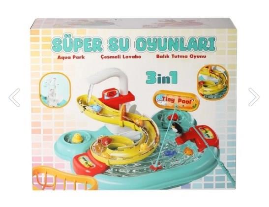 Aqua Park Çeşmeli Lavabo Balık Tutma Oyunu 3 Oyun Bir Arada