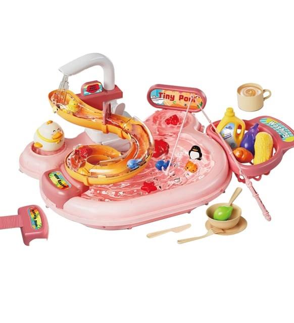 Aqua Park Çeşmeli Lavabo Balık Tutma Oyunu 3 Oyun Bir Arada