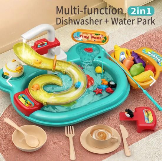 Aqua Park Çeşmeli Lavabo Balık Tutma Oyunu 3 Oyun Bir Arada