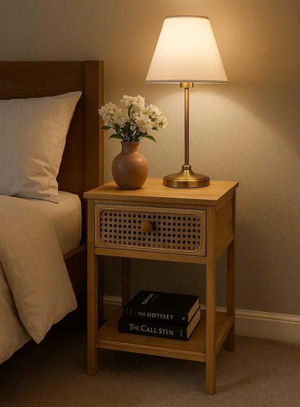 Bambu 2 Katlı Çekmeceli Oturma Odası Yatak Odası Komodini Rattan Komodin