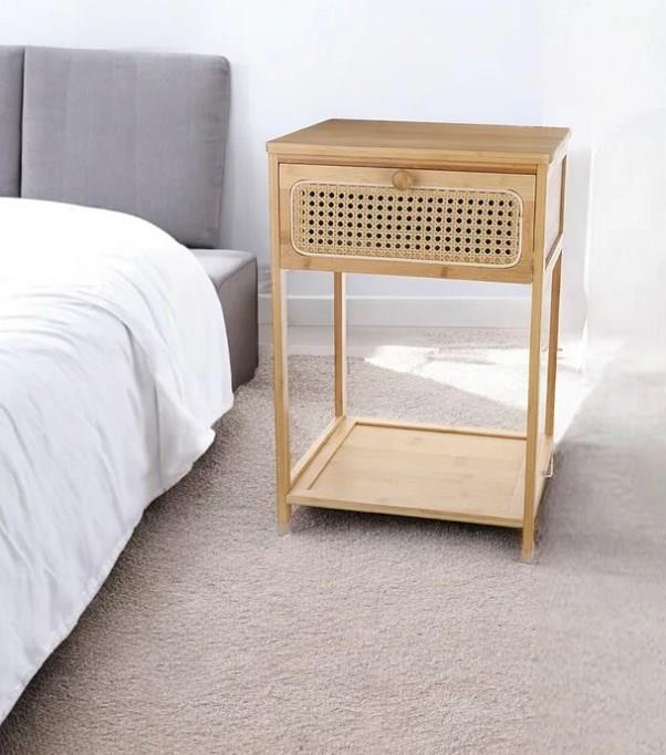 Bambu 2 Katlı Çekmeceli Oturma Odası Yatak Odası Komodini Rattan Komodin