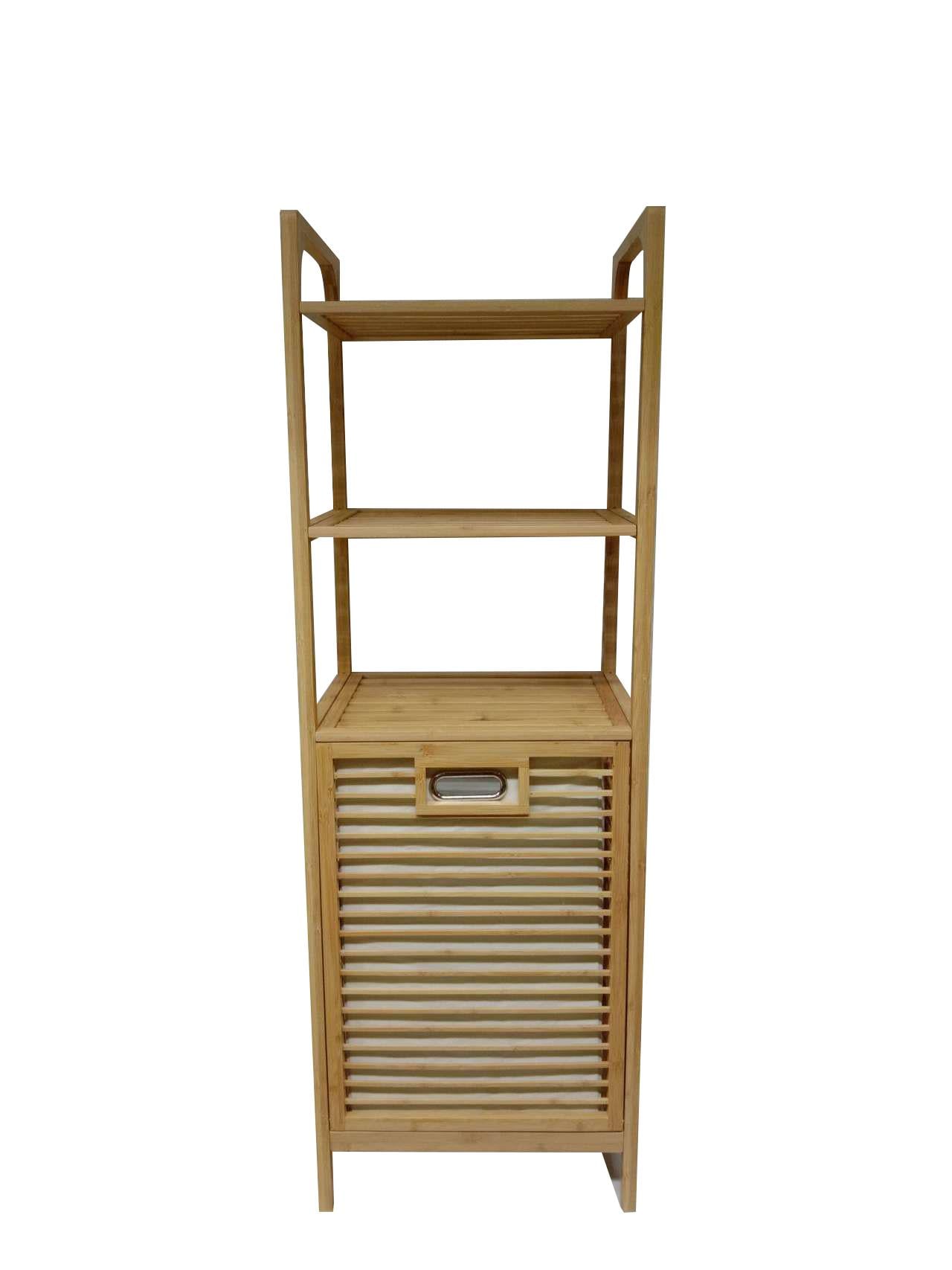 Bambu 3 Raflı Kirli Sepeti Çok Amaçlı Banyo Düzenleyici Organizer Raf