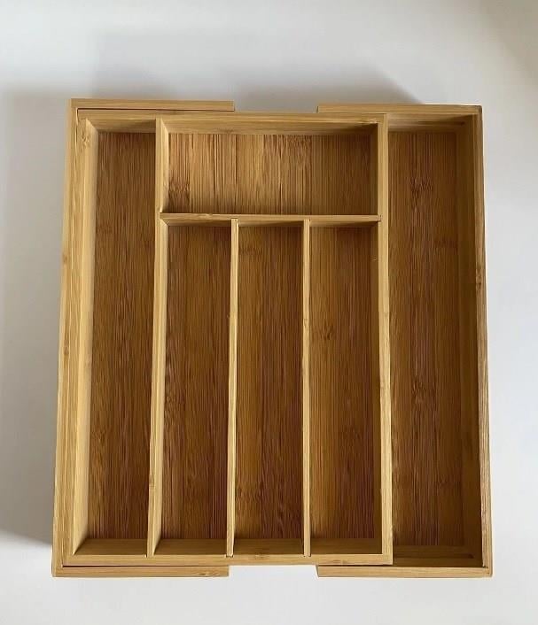 Bambu Ayarlanabilir Çekmeceli Kaşıklık 5-7 Bölmeli Bambu Kaşıklık