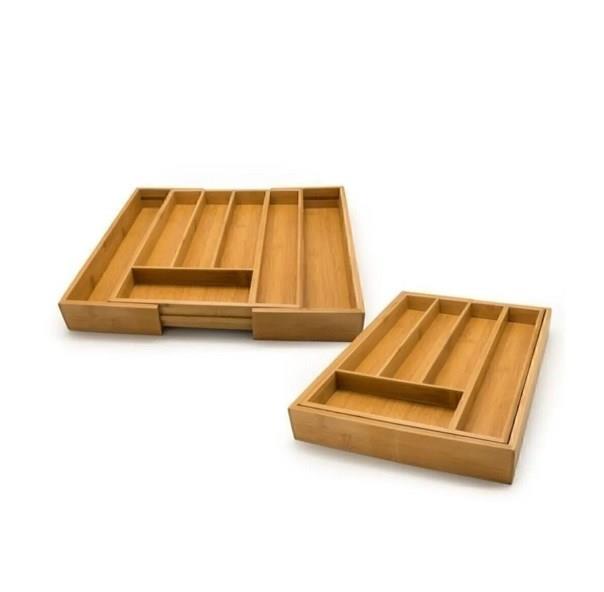 Bambu Ayarlanabilir Çekmeceli Kaşıklık 5-7 Bölmeli Bambu Kaşıklık