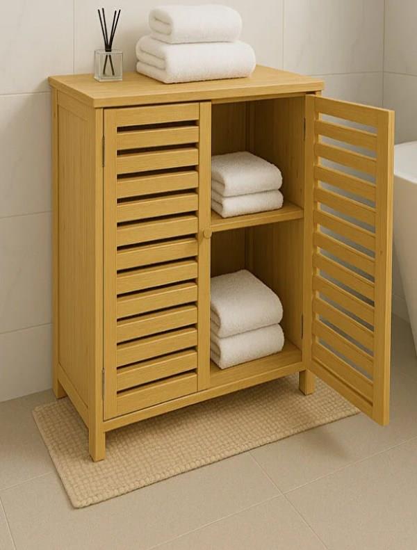 Bambu Kapaklı Banyo Balkon Bahçe Mutfak Salon Dolabı Havlu Dolabı Düzenleyici Dolap