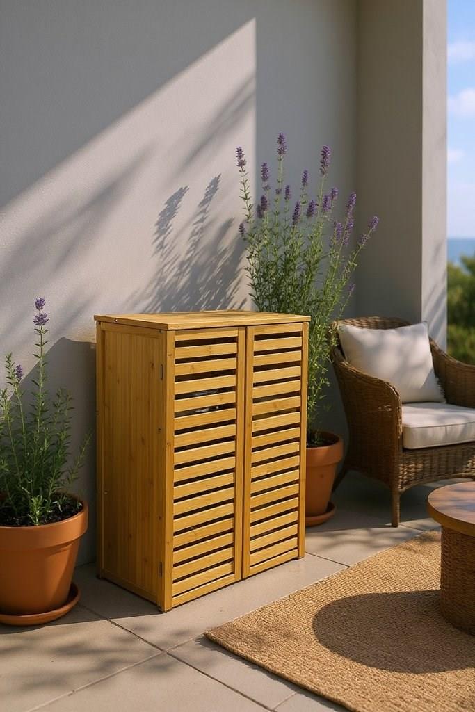 Bambu Kapaklı Banyo Balkon Bahçe Mutfak Salon Dolabı Havlu Dolabı Düzenleyici Dolap