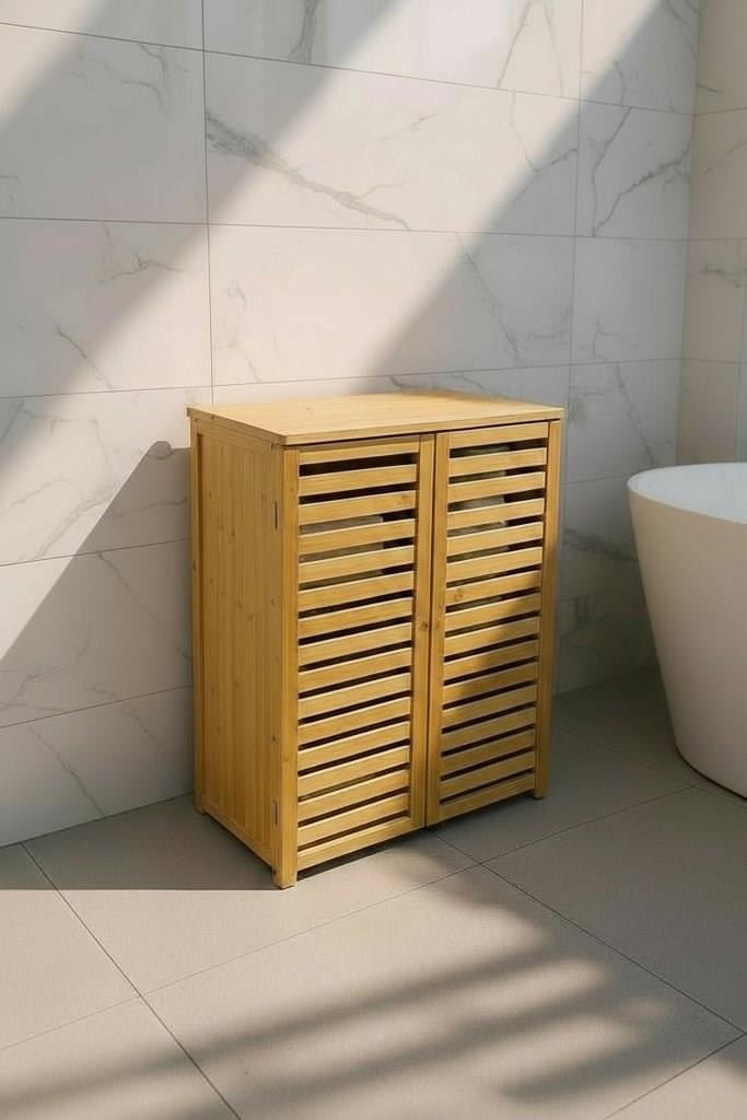 Bambu Kapaklı Banyo Balkon Bahçe Mutfak Salon Dolabı Havlu Dolabı Düzenleyici Dolap