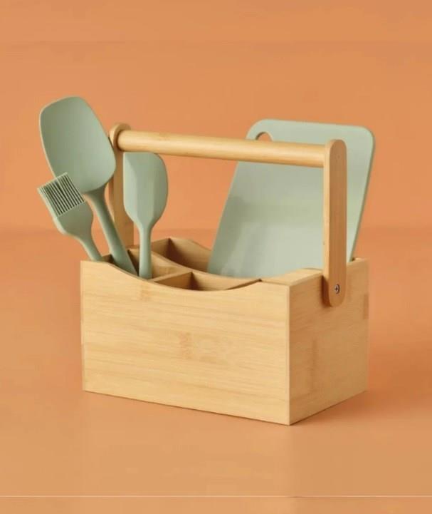 Bambu Kaşıklık Çatal Bıçak Sepeti Çok Amaçlı Organizer Mutfak Düzenleyici