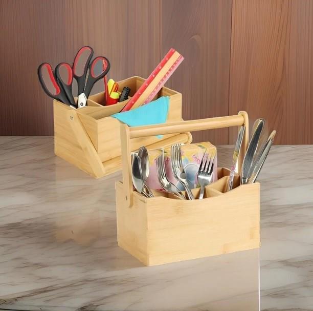 Bambu Kaşıklık Çatal Bıçak Sepeti Çok Amaçlı Organizer Mutfak Düzenleyici