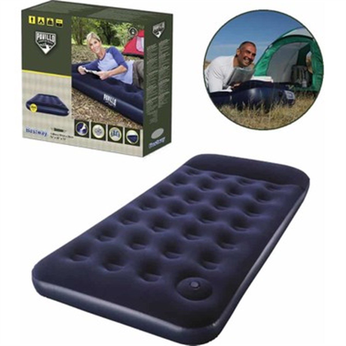Bestway 67224 Ayak Basma Pompalı Tek Kişilik Şişme Yatak