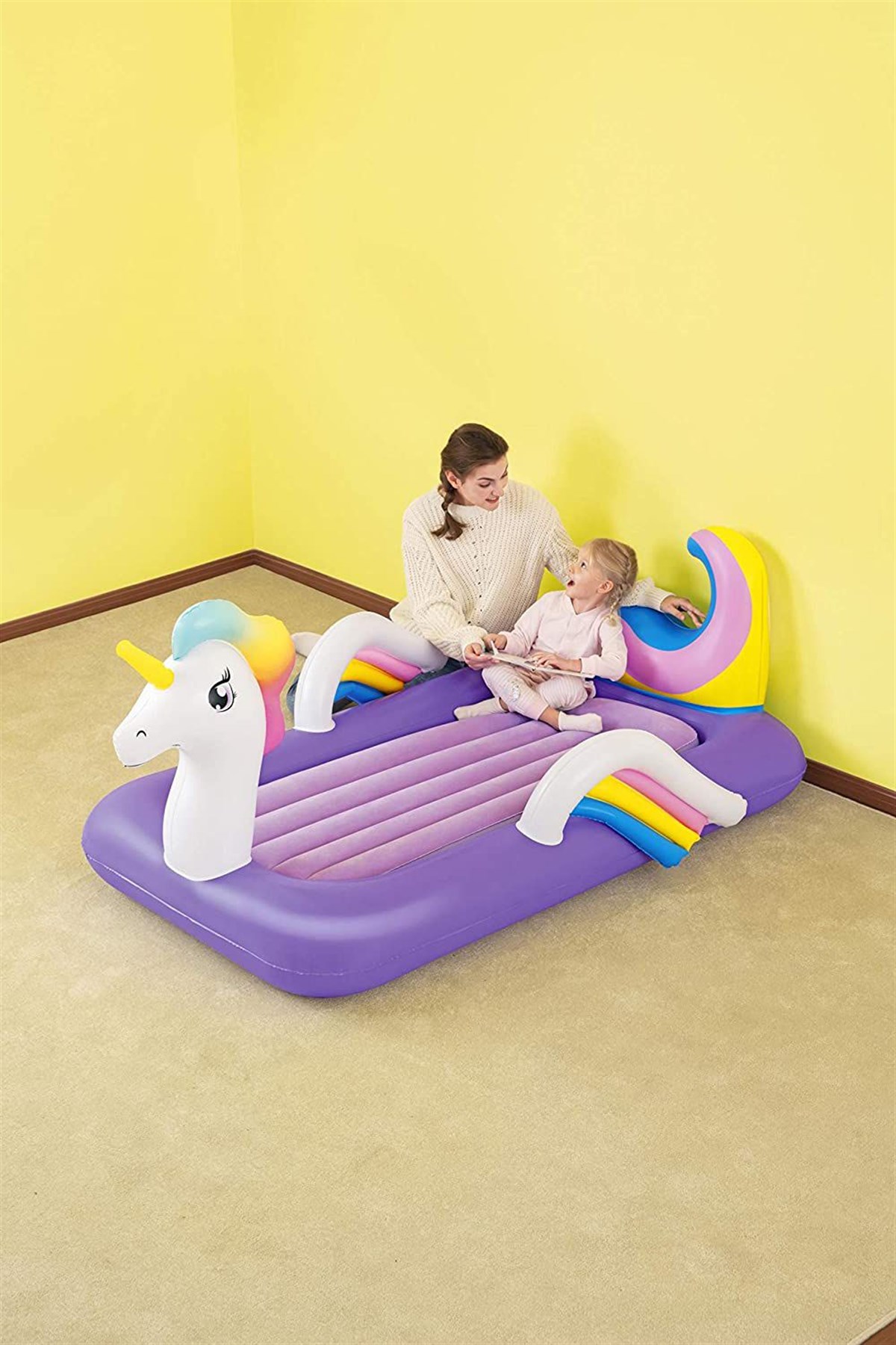 Bestway 67713 Unicorn Temalı Şişme Çocuk Yatağı Pompa Hediyeli