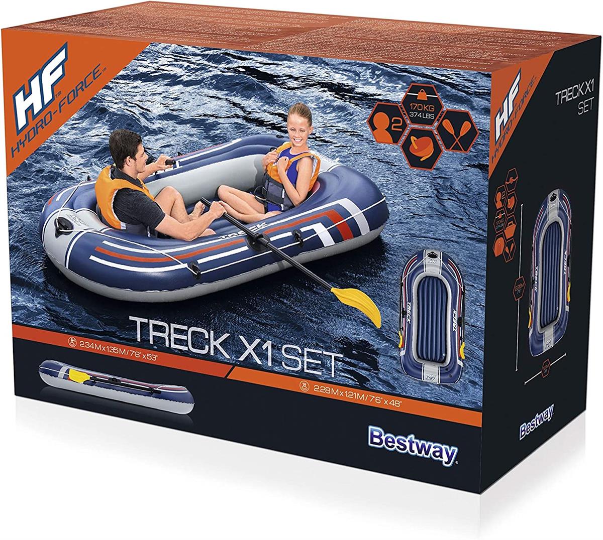 Bestway HYDRO-FORCE 61083 2 Kişilik Şişme Tabanlı Bot Set 234X135cm