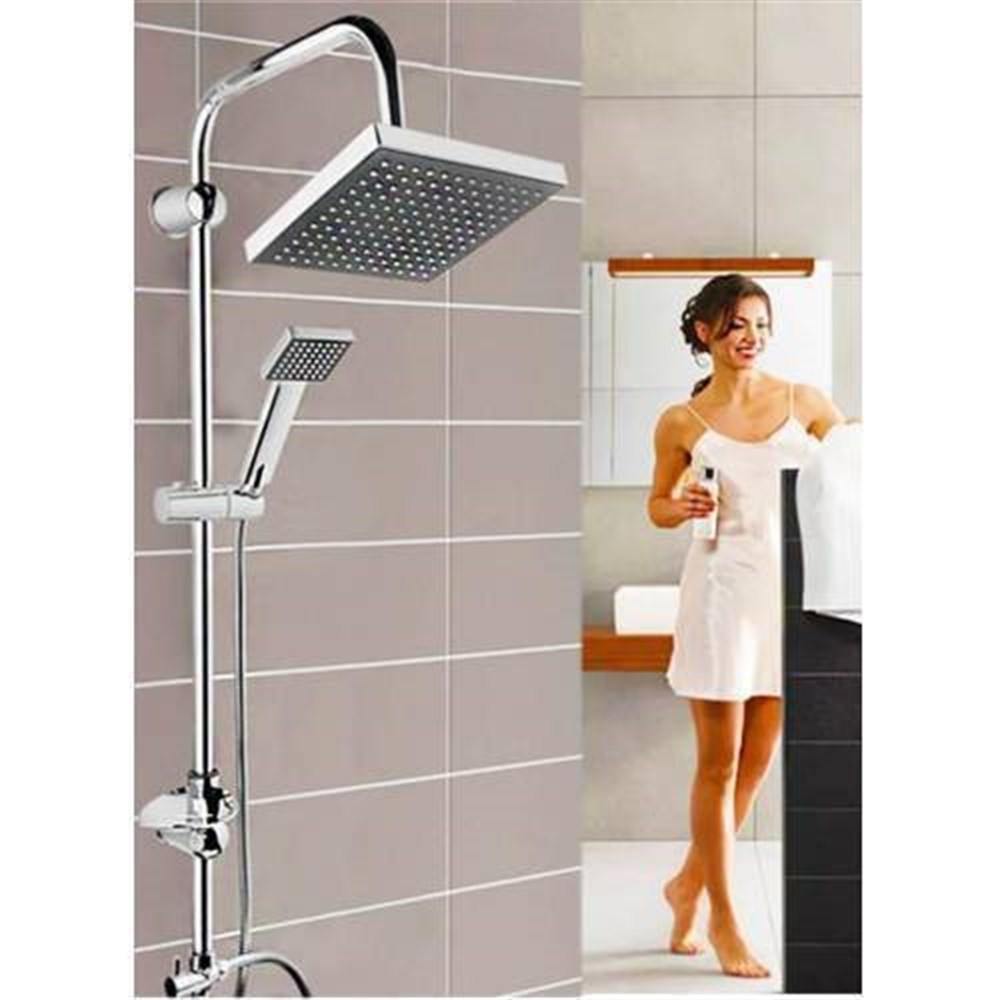 BeyazSu Krom Kaplama Siyah Robot Yağmurlama Tepe Duş Seti