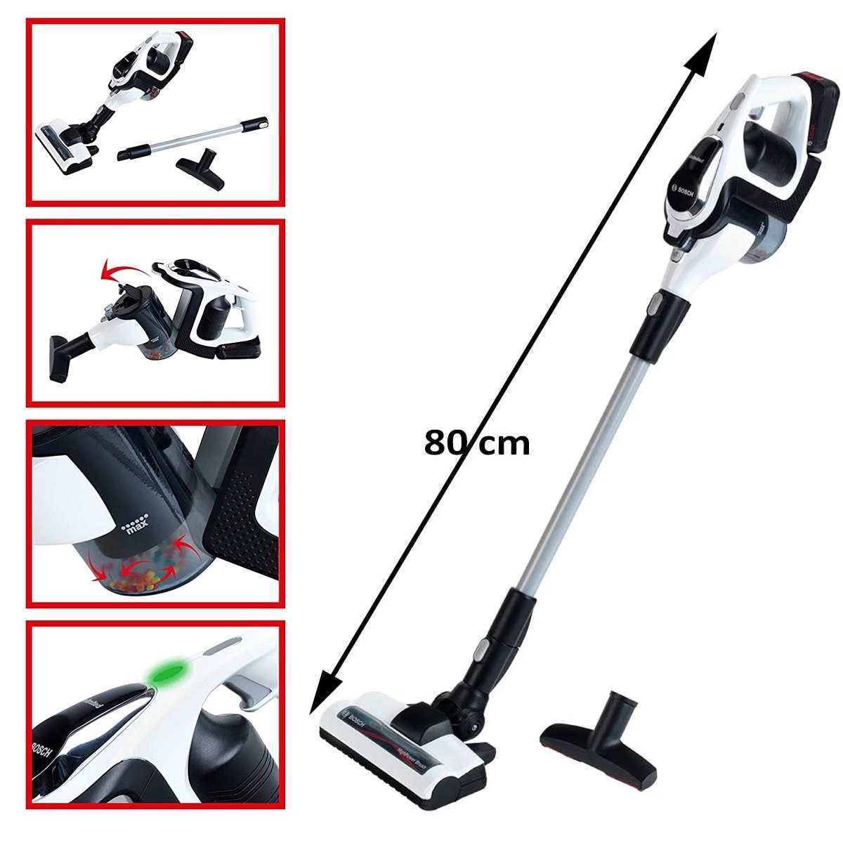 Bosch Oyuncak Sesli Işıklı Beyaz Elektrik Süpürgesi