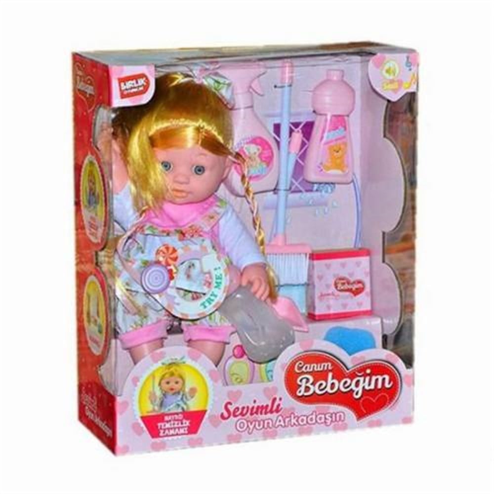 Canım Bebeğim Temizlik Setli Aksesuarlı Oyun Arkadaşı Bebek