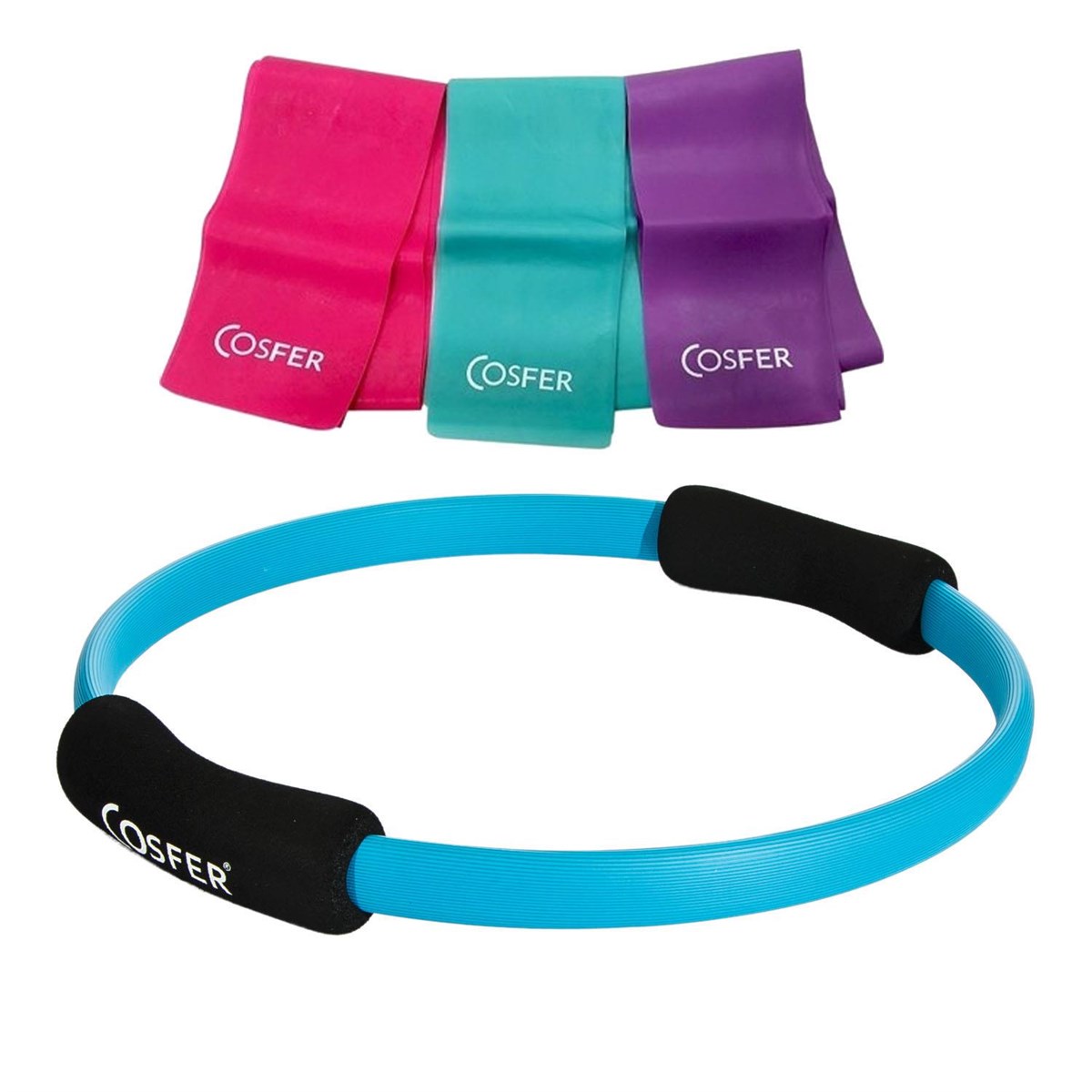 Cosfer 8Li Pilates Seti Top Mat Çember Bant Dambıl Pompa Atlama İpi