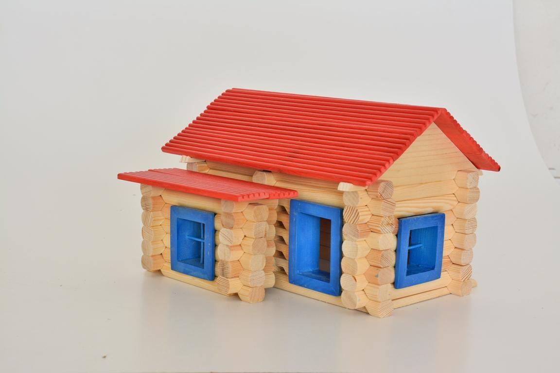 Dedemin Evi 96 Parça Ahşap Dağ Evi Eğitici Ahşap Oyun Evi Seti Gelişim Oyuncağı