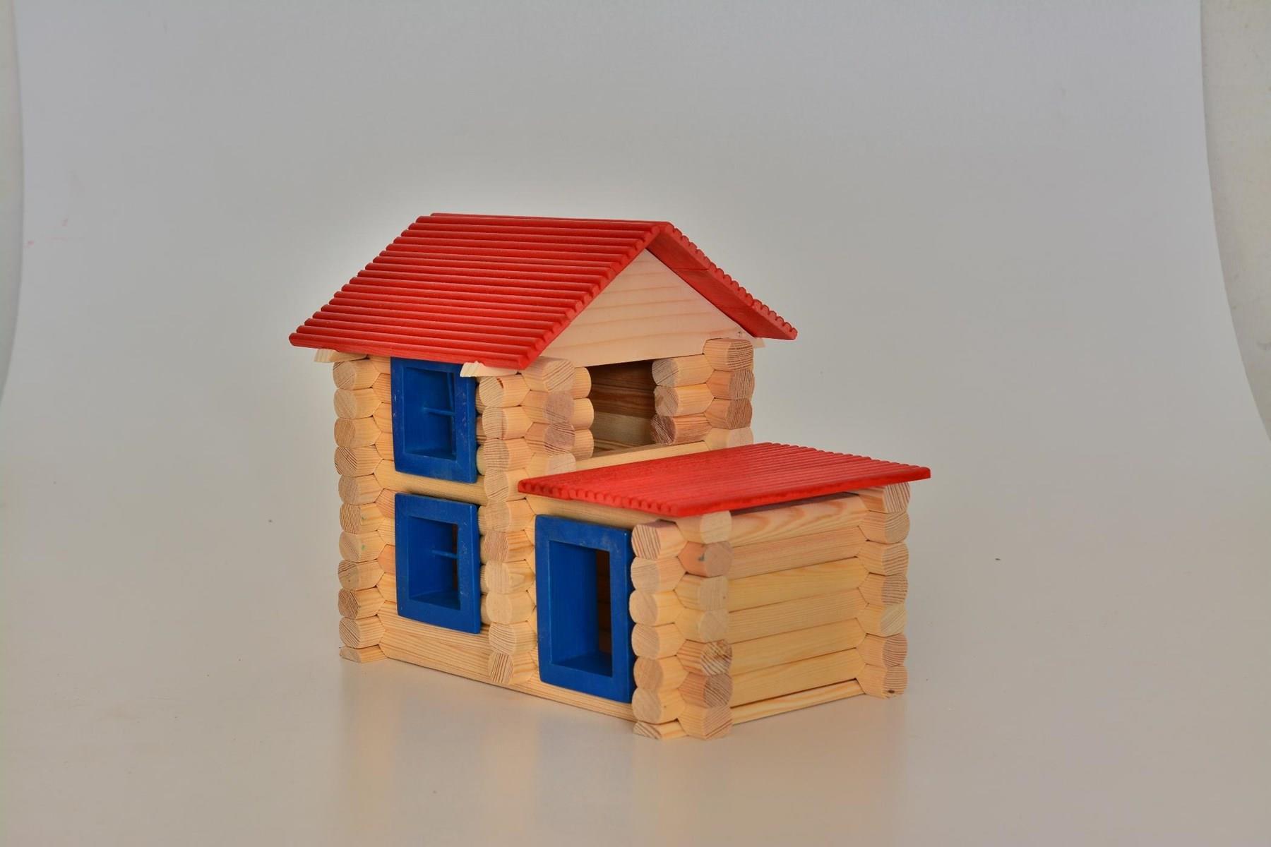 Dedemin Evi 96 Parça Ahşap Dağ Evi Eğitici Ahşap Oyun Evi Seti Gelişim Oyuncağı