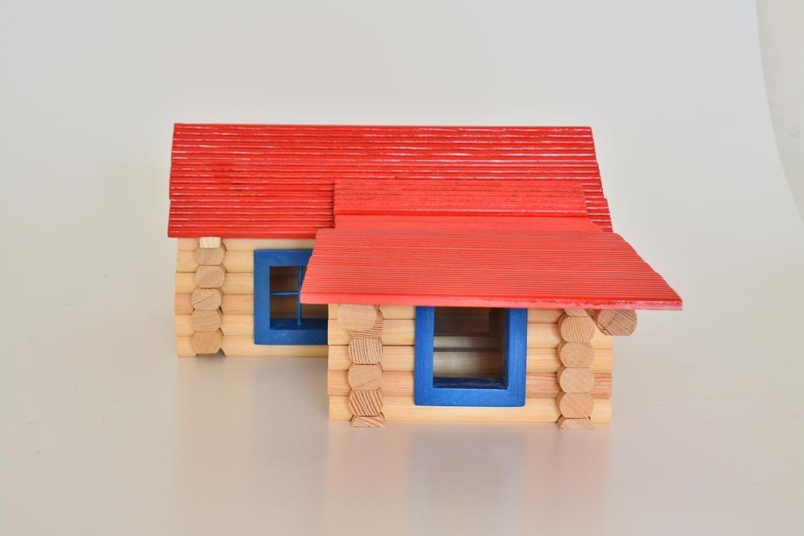 Dedemin Evi 96 Parça Ahşap Dağ Evi Eğitici Ahşap Oyun Evi Seti Gelişim Oyuncağı