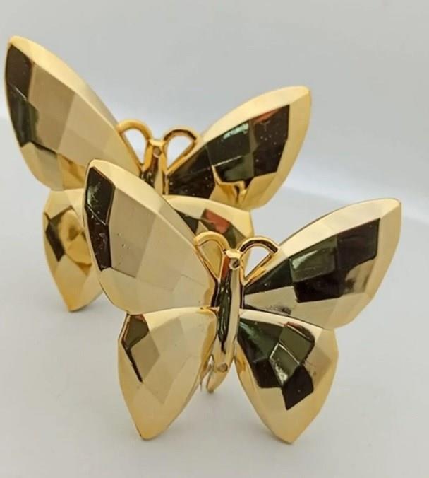 Dekoratif 2 Li Biblo Kelebek Mini Süs Gold Colour