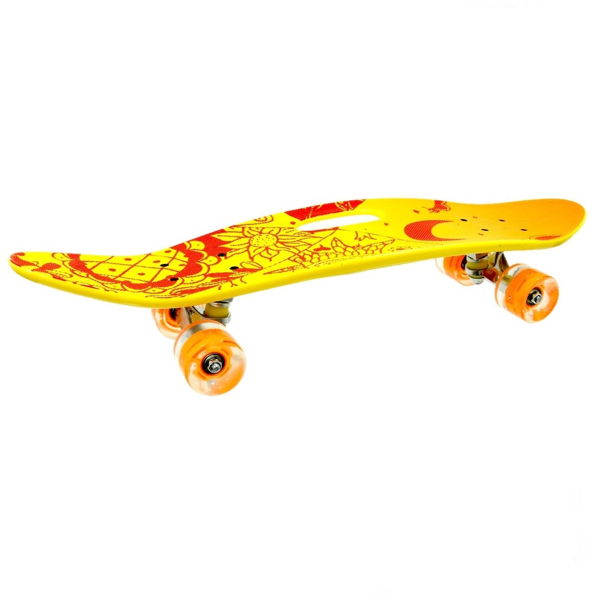 Desenli Orta Boy Işıklı Silikon Tekerlek Kaykay 65 cm