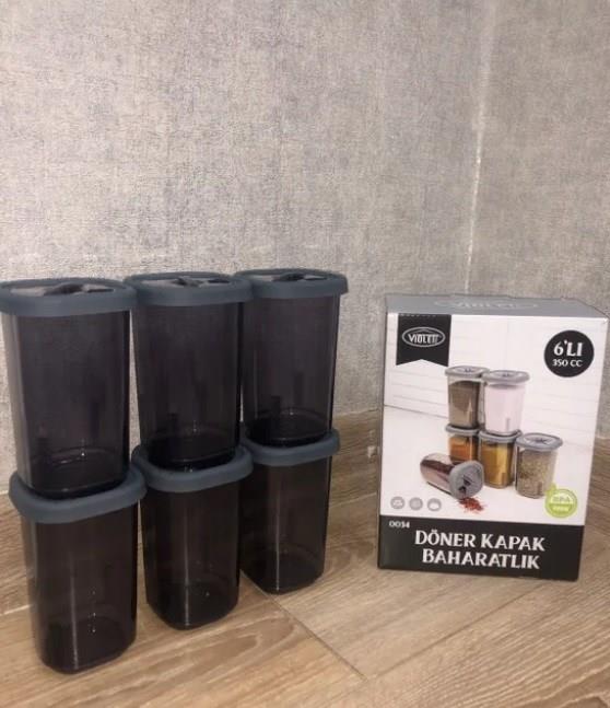 Döner Kapaklı Baharatlık Seti 350 CC 6lı Baharatlık