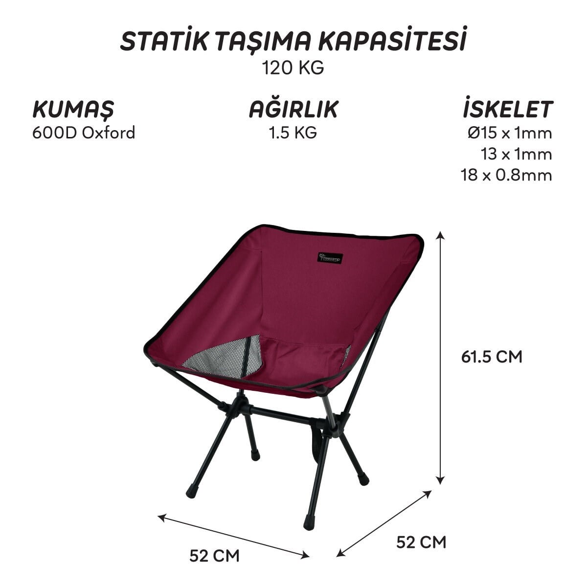 FreeCamp Jett Katlanır Sandalye-BORDO