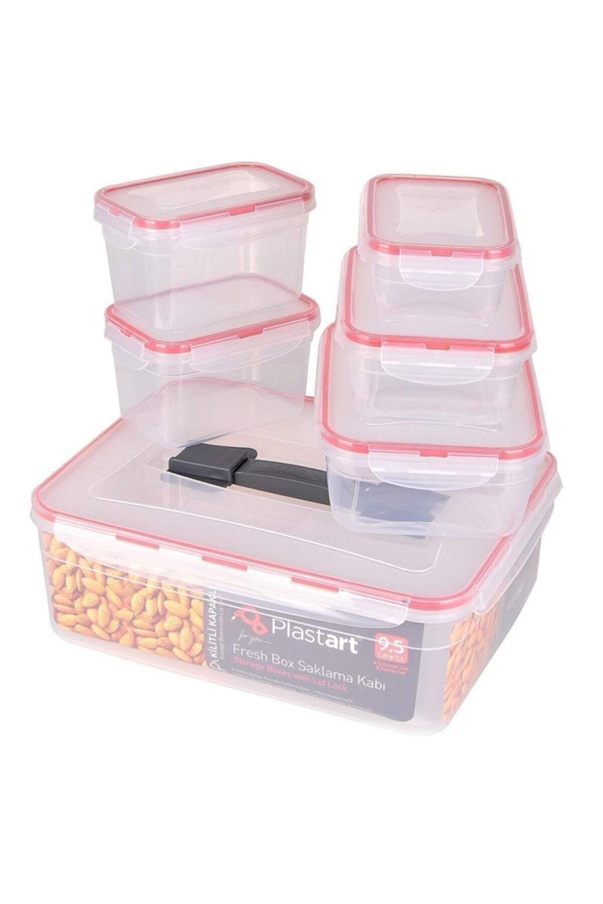 Fresh Box Kombi Set 6lı Dikdörtgen Kulplu Saklama Kabı Setİ