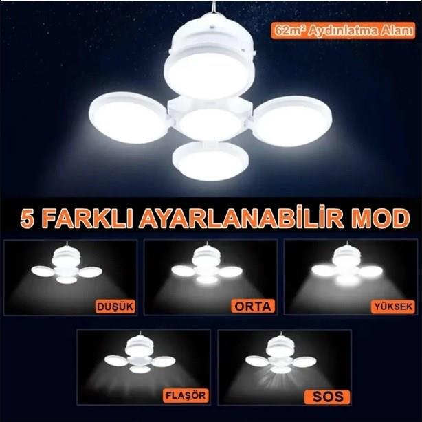 Güneş Enerjili Solar Aydınlatma Kamp Çadır Lambası Şarjlı Ampül Led Şarjlı El Feneri Işıldak