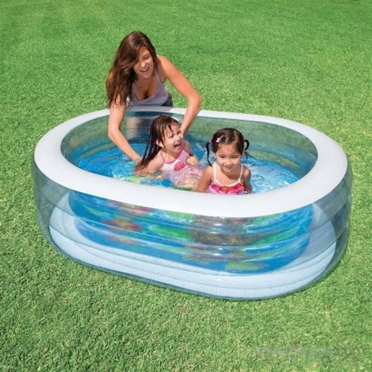 İntex 57482 Şeffaf Oval Havuz 163x107x46 Cm Şişme Havuz