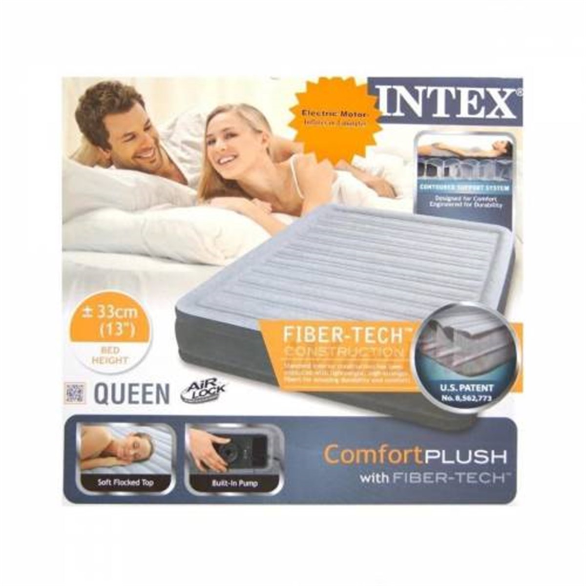 İntex 67770 Şişme Yatak Kendinden Elektrikli Pompalı Kadife Kaplı 152x203x33 cm