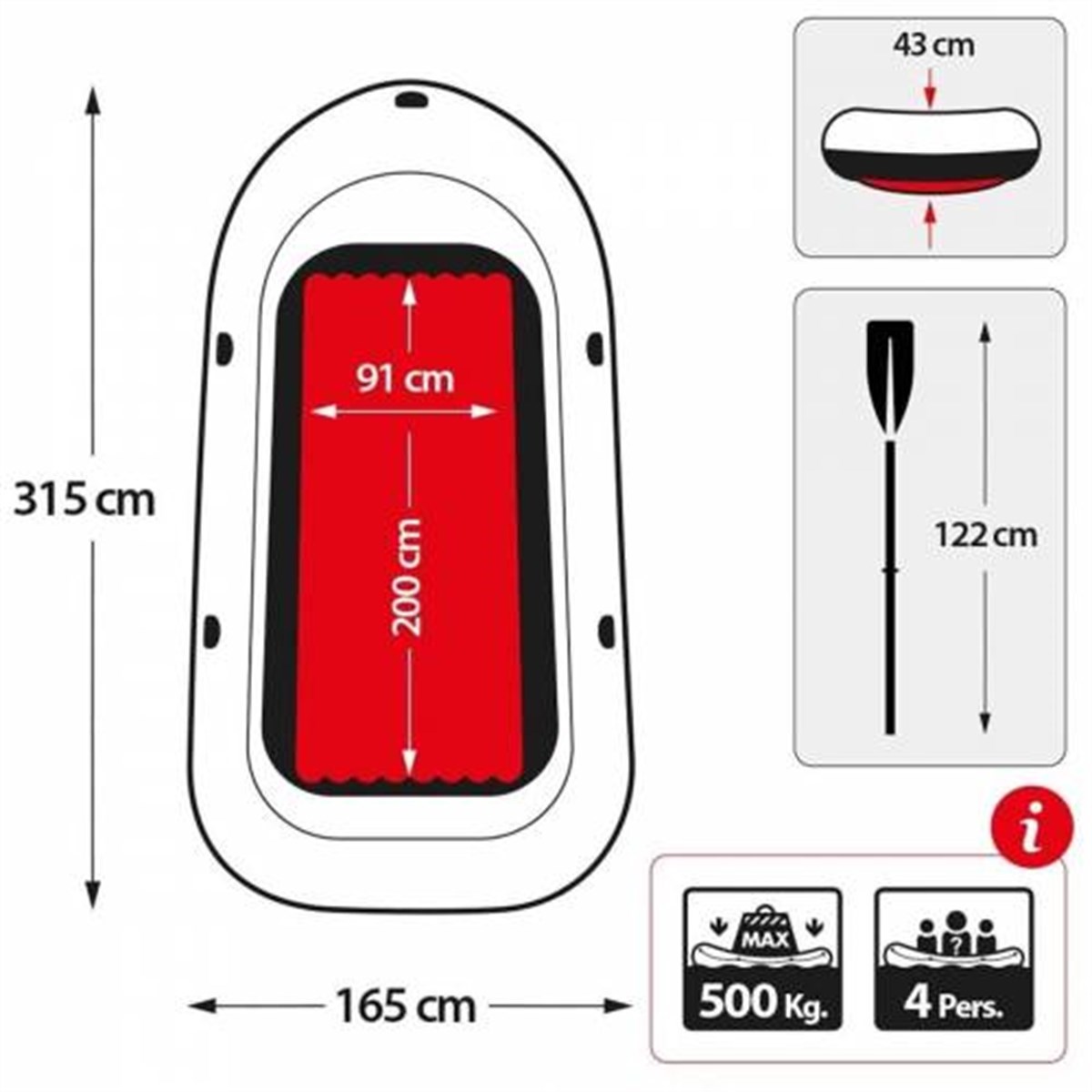 İntex Excursion 4 Şişme Bot Set 500Kg 315x165x43 cm. (Kürek Ve Pompa)