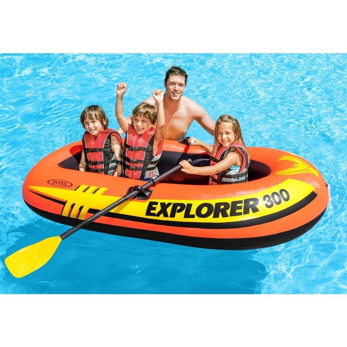 İntex Explorer 300 Bot Set 211x117x41 cm. (Kürek + Pompa) 2+1 Kişi