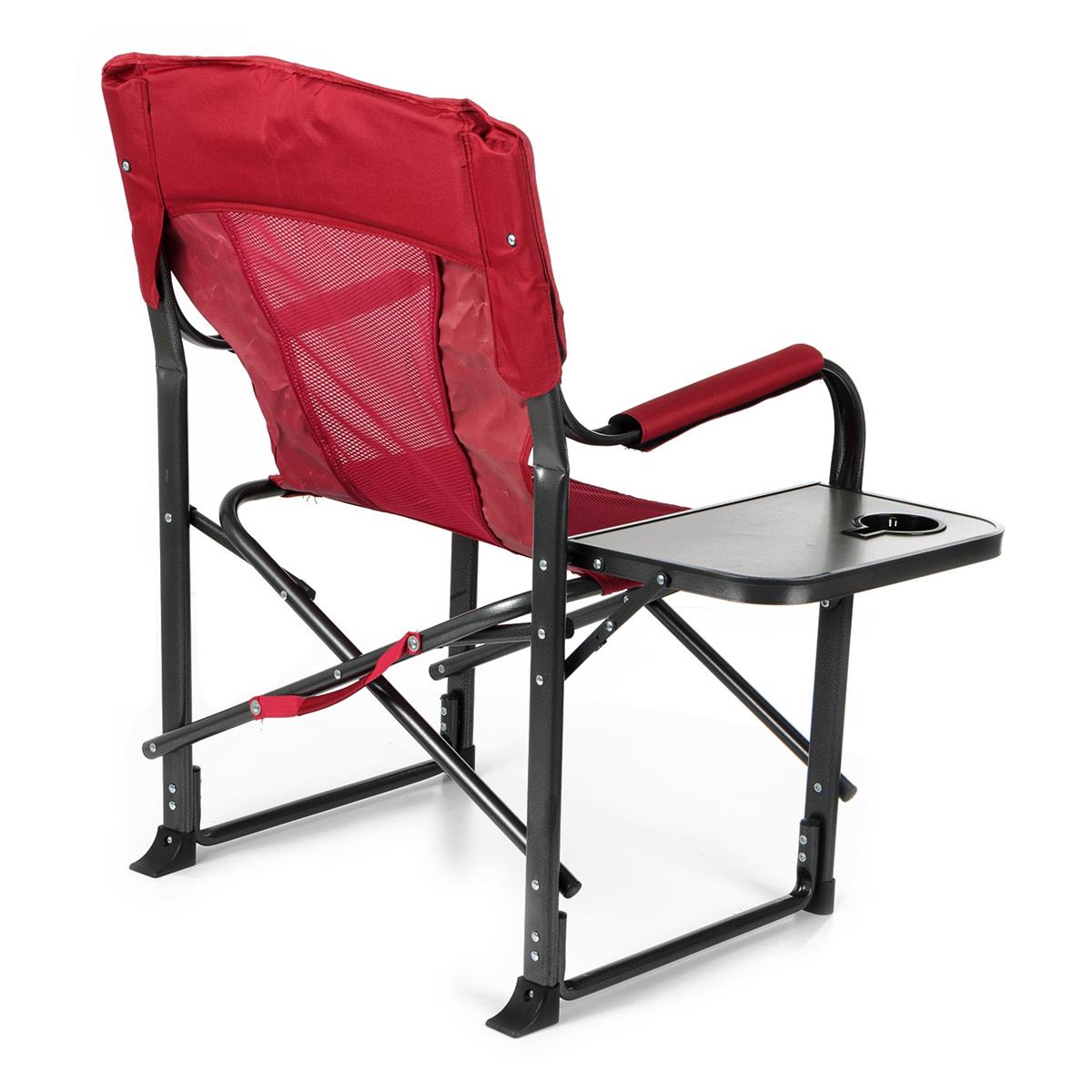 Katlanır Kamp Sandalyesi Sehpalı Fileli Yönetmen Koltuğu Kırmızı